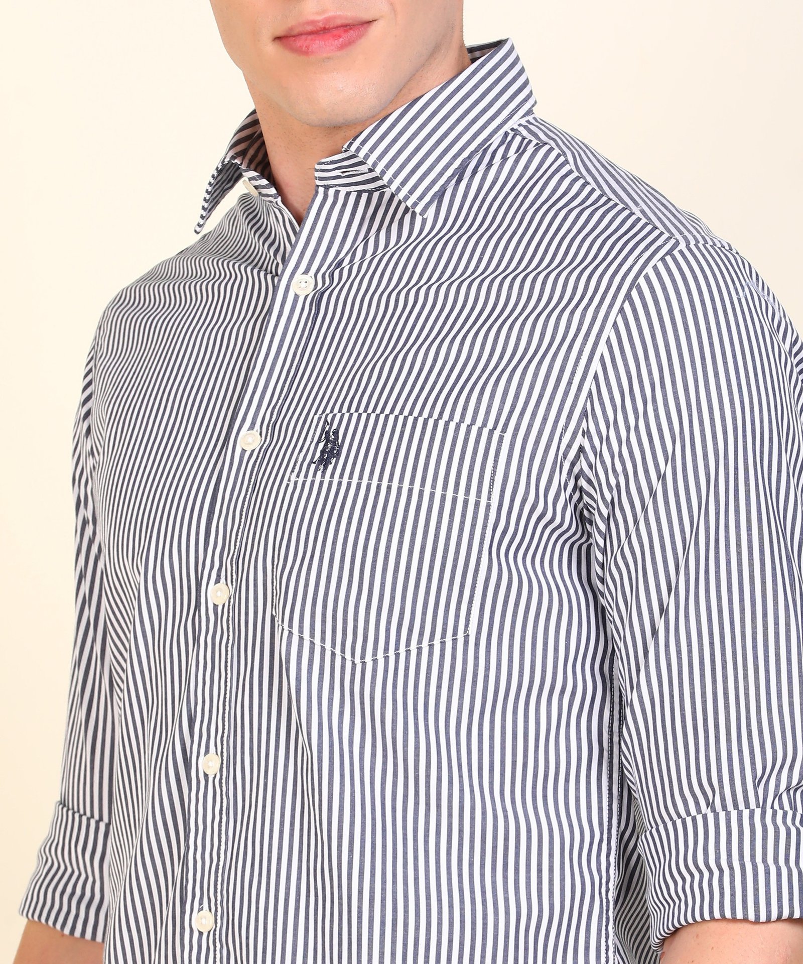 U.S. POLO ASSN. Men Regular Fit Striped Button Down Collar Casual Shirt
