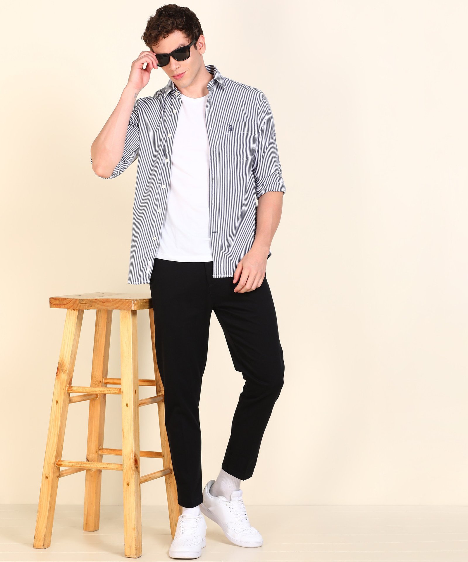 U.S. POLO ASSN. Men Regular Fit Striped Button Down Collar Casual Shirt